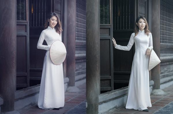 Phái đẹp xúng xính áo dài chụp ảnh ngoại cảnh tại Hà Nội
